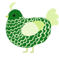 A leaf and apple chicken with a lace pattern