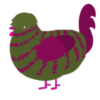 A olive and wine chicken with a bar pattern