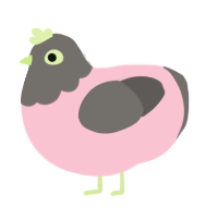 A rose and grey chicken with a head pattern