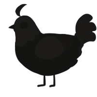 Insomnium, a black and sable chicken with a head pattern
