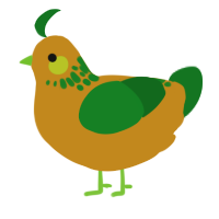 A ochre and leaf chicken with a neck-speckle pattern