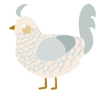 A cream and silver chicken with a lace pattern