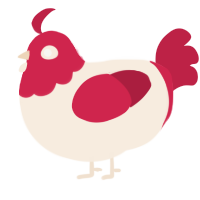 Cherry Cream, a cream and crimson chicken with a head pattern