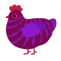 A wine and violet chicken with a bar pattern