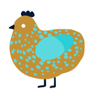 Mosaic, a gold and aqua chicken with a speckle pattern