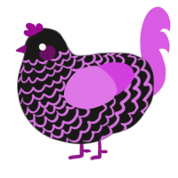 A sable and orchid chicken with a lace pattern