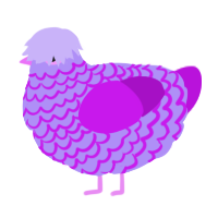 A lilac and amethyst chicken with a lace pattern
