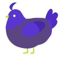 A overcast and indigo chicken with a head pattern