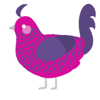 Vino, a fuchsia and overcast chicken with a lace pattern