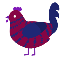 A maroon and navy chicken with a bar pattern