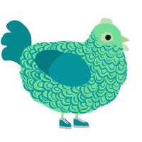 Frutista Freeze, a spring and teal chicken with a double-lace pattern