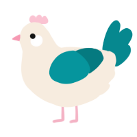A cream and teal chicken