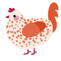 Lovely Shortcake, a cream and vermilion chicken with a speckle pattern