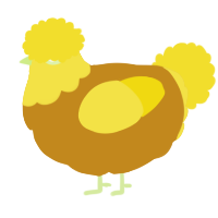A ochre and yellow chicken with a head pattern