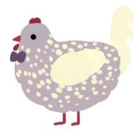 A olive and black chicken with a speckle pattern