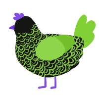Dancefloor, a black and grass chicken with a double-lace pattern
