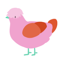 A pink and vermilion chicken