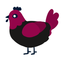 A sable and maroon chicken with a head pattern