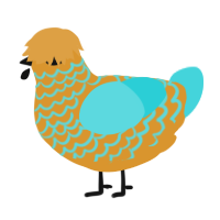 A orange and aqua chicken with a lace pattern
