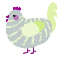 A silver and apple chicken with a bar pattern
