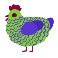 A grass and indigo chicken with a lace pattern