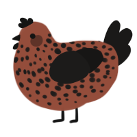 A russet and sable chicken with a speckle pattern