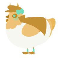 A white and honey chicken with a head pattern