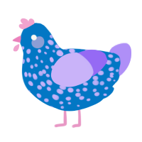 A sapphire and lilac chicken with a speckle pattern