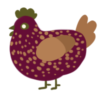 hickory stump, a wine and brown chicken with a speckle pattern
