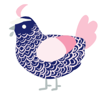 Abandoned Child, a navy and rose chicken with a double-lace pattern