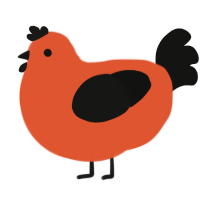 A vermilion and black chicken