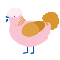 A rose and orange chicken with a neck-band pattern
