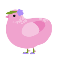 Patrick Star, a pink chicken with a neck-speckle pattern