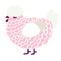 A rose and white chicken with a lace pattern