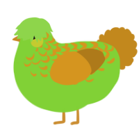 A grass and ochre chicken with a half-lace pattern