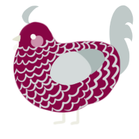 Mars, a maroon and silver chicken with a lace pattern
