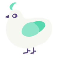 A white and mint chicken
