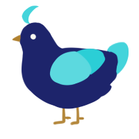 A navy and aqua chicken