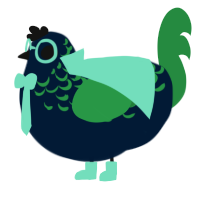 Binary, a tumblr and viridian chicken with a half-lace pattern