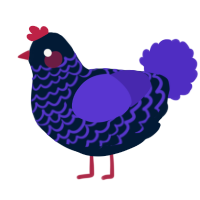 A tumblr and indigo chicken with a lace pattern
