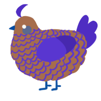 A brown and indigo chicken with a lace pattern