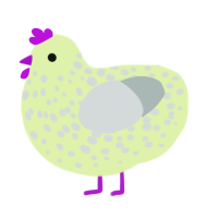 A apple and silver chicken with a speckle pattern