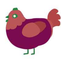 Orchard, a wine and red chicken with a head pattern