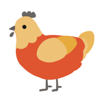 A vermilion and honey chicken with a head pattern