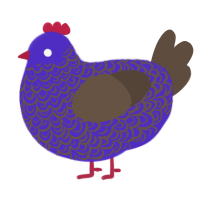 A indigo and bark chicken with a double-lace pattern