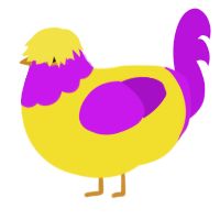 A yellow and amethyst chicken with a head pattern
