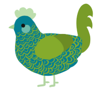 A sea and chartreuse chicken with a double-lace pattern