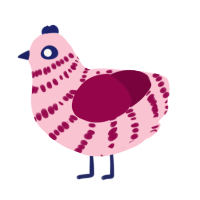 Barbie, a rose and maroon chicken with a bar pattern