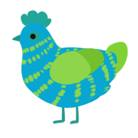 A cerulean and grass chicken with a bar pattern