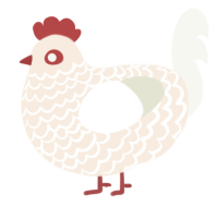 A cream and white chicken with a lace pattern